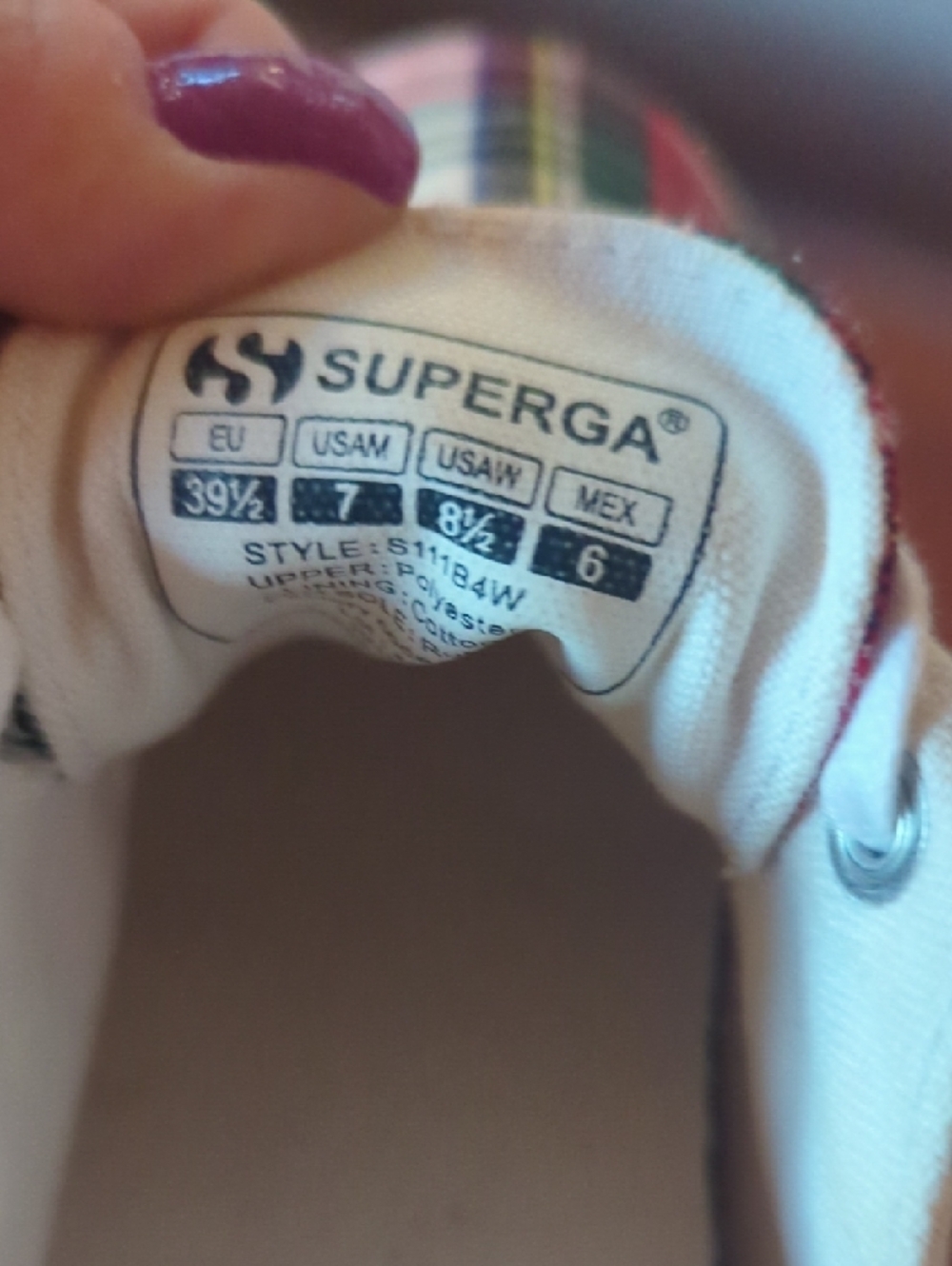 Superga Red and Black Tartan Low-Top Sneakers - Picture 4 of 6